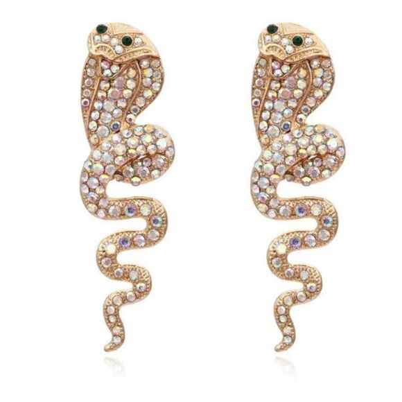 Cobra Rhinestone Snake Earrings - Picture 1 of 3